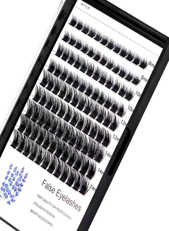 Hannahool Wide Stem Individual False Eyelashes Mixed 8-10-12-14mm/10-12-14-16mm Dramatic Black Soft and Light Thick Base Cluster Lashes D Curl 5D Volume Eye Lashes Extensions (8-10-12-14mm) - Image 2